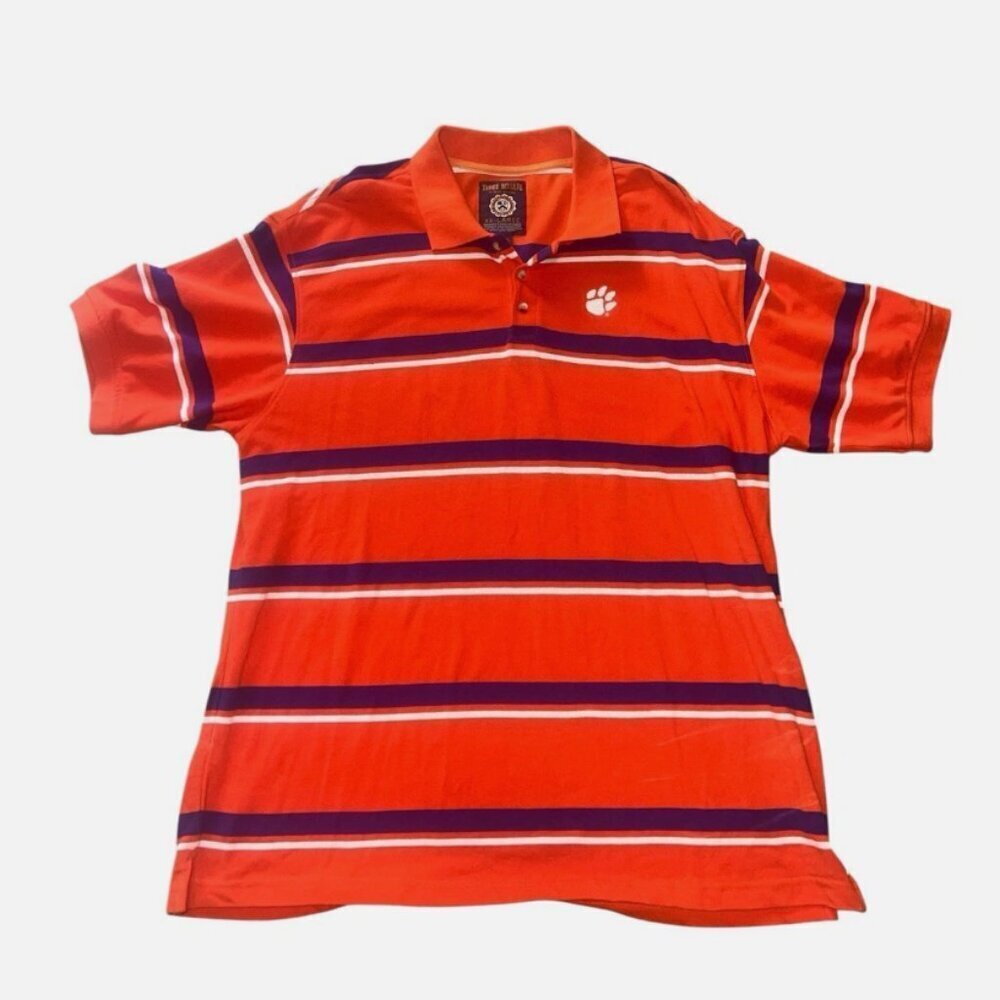 Clemson Tigers NCAA Polo Shirt 2XL Orange Paw Logo Men's Short Sleeve LIKE NEW!